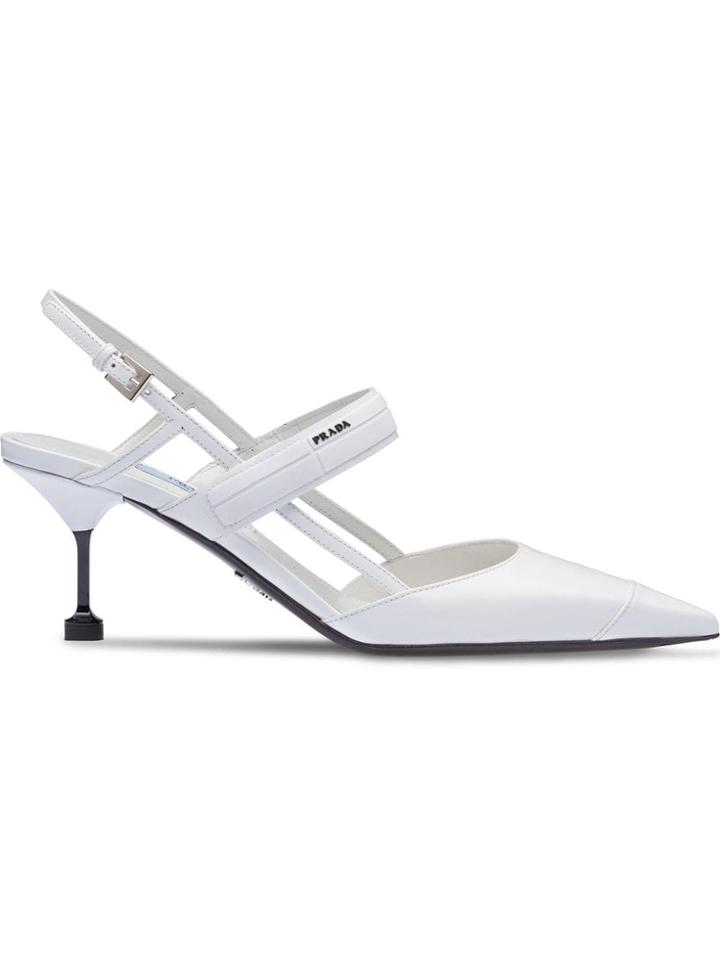 Prada Two-tone Leather Slingbacks - White