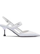 Prada Two-tone Leather Slingbacks - White