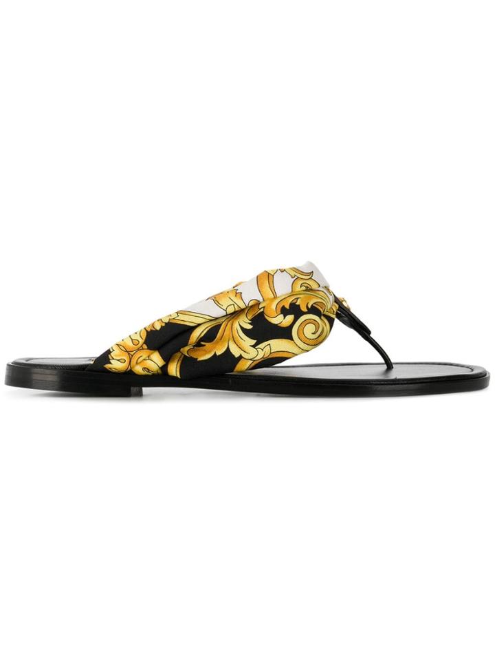 Versace Baroque Print Sandals - Yellow