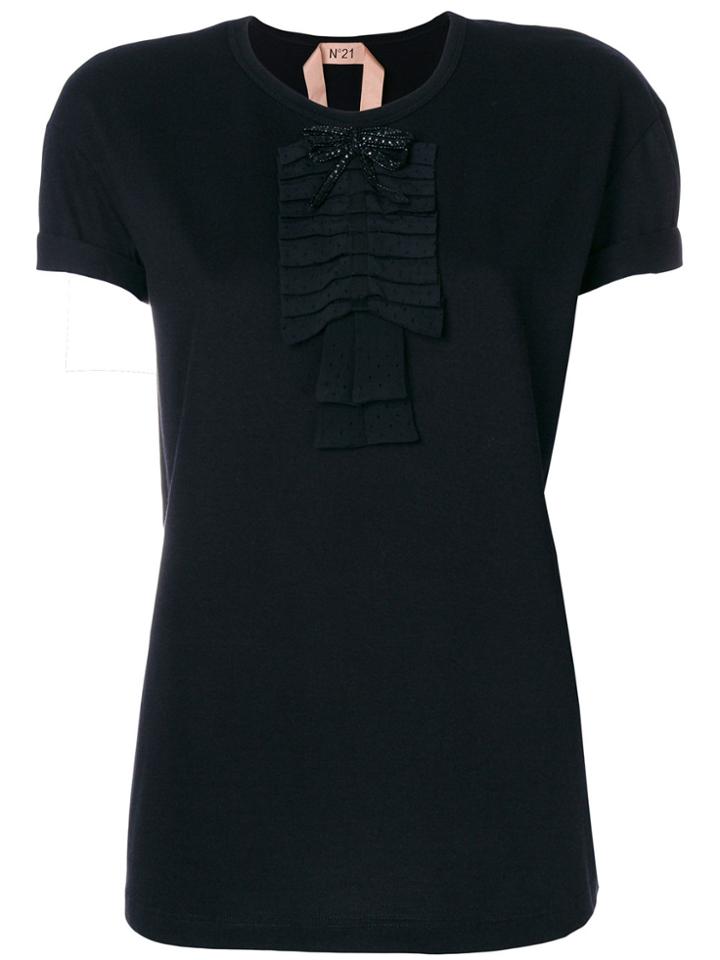 No21 Bow Embellished T-shirt - Black