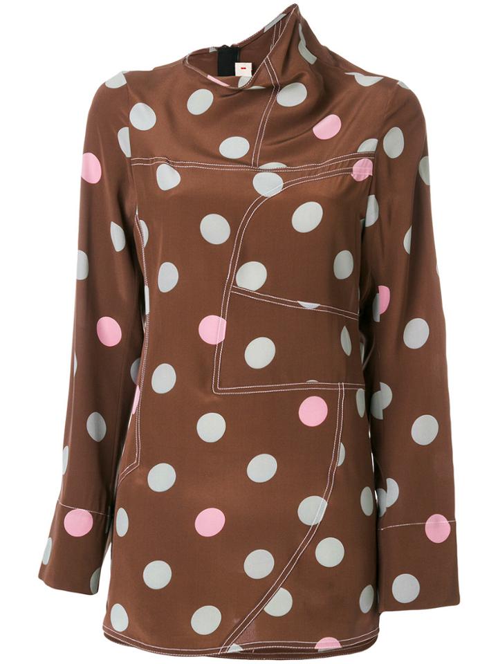 Marni Panelled Polka Dot Blouse - Brown