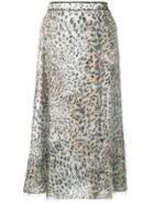 Mcq Alexander Mcqueen Leopard Flared Midi Skirt - Neutrals