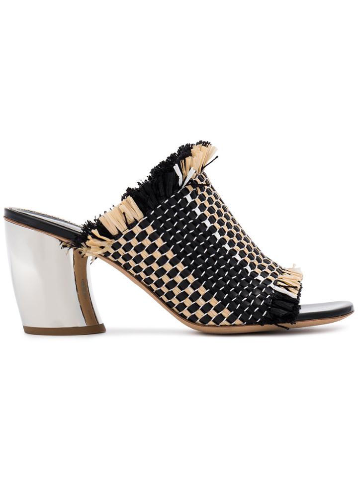 Proenza Schouler Woven 70 Mid Heel Sandals - Black