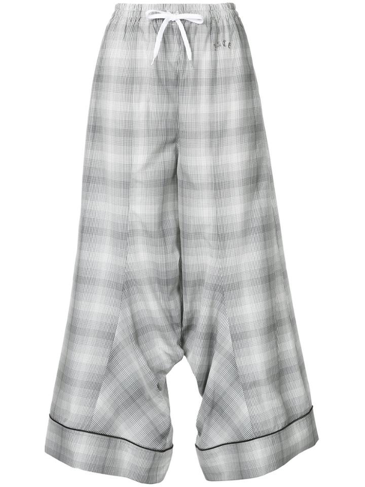 Facetasm Plaid Flared Trousers - Grey