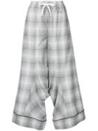 Facetasm Plaid Flared Trousers - Grey