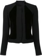Elie Tahari Collarless Fitted Jacket, Women's, Size: 6, Black, Polyester/spandex/elastane/triacetate