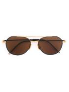 Thom Browne Eyewear Navy & Brown Aviator Glasses - Blue