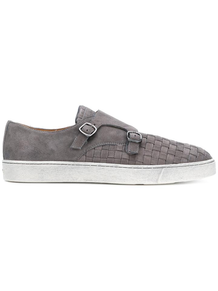 Santoni Buckle Woven Sneakers - Grey