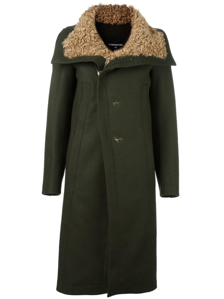 Dsquared2 'hikaru' Coat, Women's, Size: 42, Green, Sheep Skin/shearling/polyamide/virgin Wool