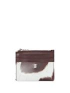 Burberry Cow Print Leather Zip Card Case - Brown