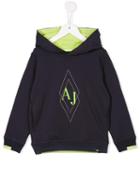 Armani Junior Diamond Shaped Logo Hoodie, Boy's, Size: 12 Yrs, Blue