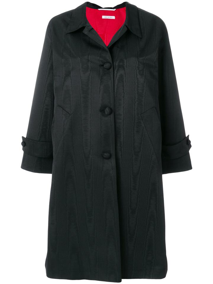 Thom Browne Moire Tracee Bow Back Overcoat - Black