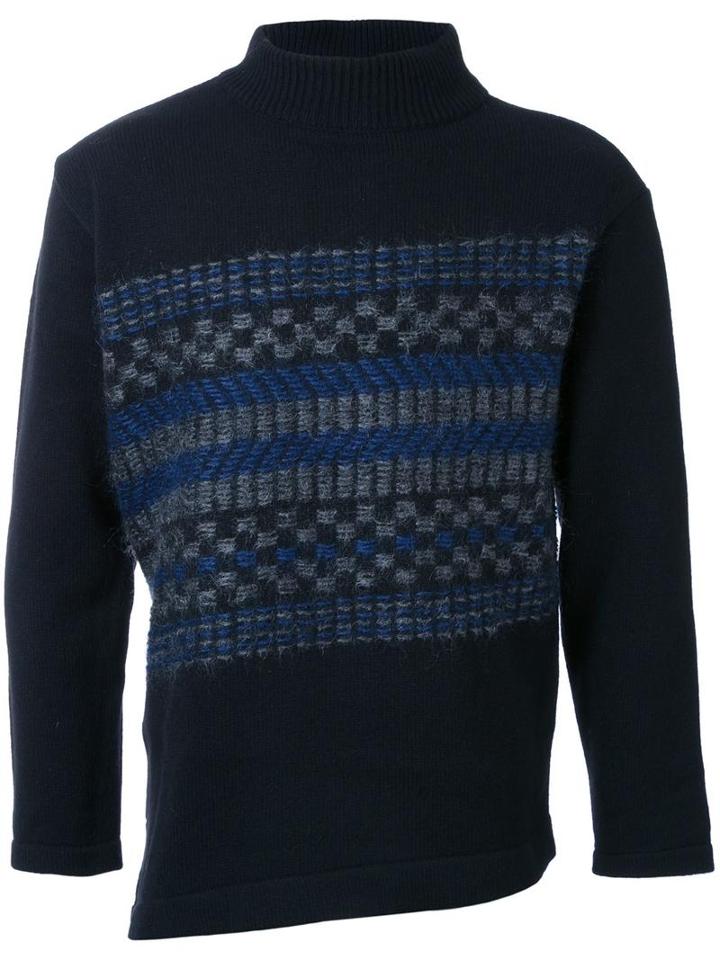 En Route Striped Panel Turtleneck Jumper, Men's, Size: 2, Black, Wool