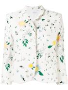 Thom Browne Floral Print Jacket, Women's, Size: 42, White, Cotton/silk