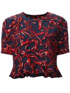 Piamita Bow Print Short Sleeve Blouse