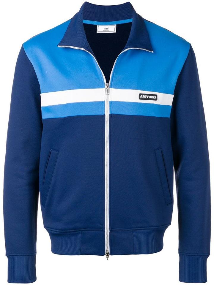 Ami Paris Paris Patch Zipped Sweatshirt - Blue