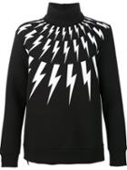 Neil Barrett Lightning Bolt Print Sweatshirt, Men's, Size: Large, Black, Cotton/spandex/elastane/lyocell/viscose