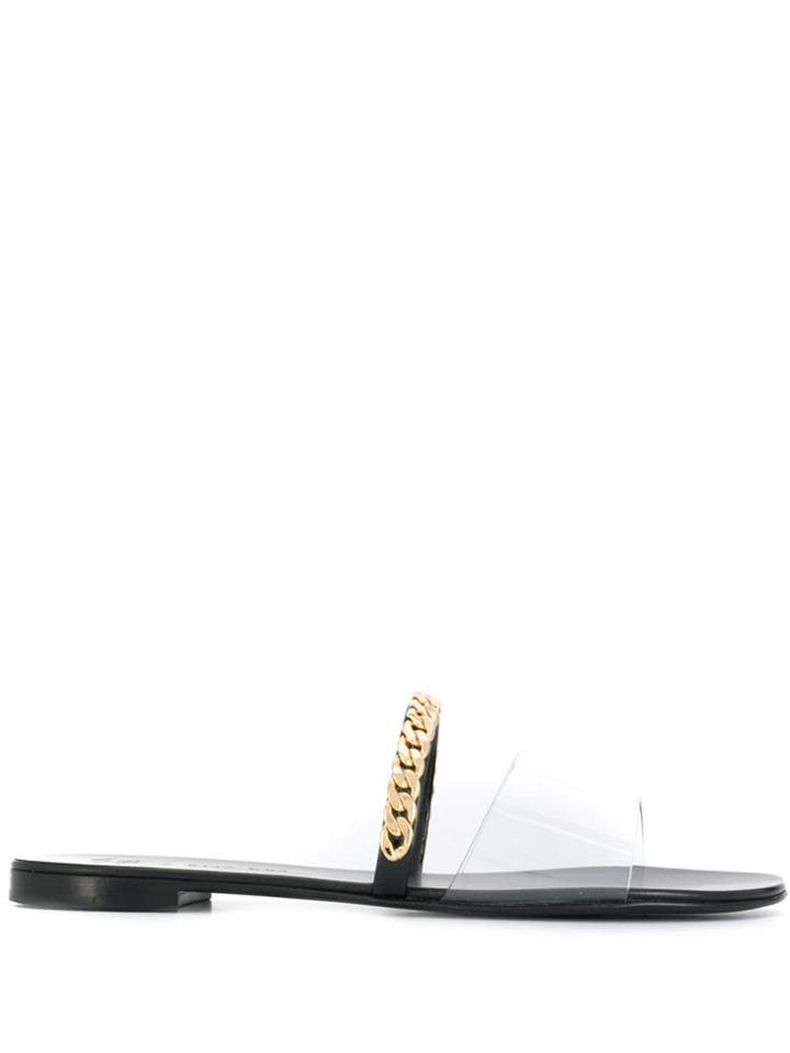 Giuseppe Zanotti Transparent Strap Flat Sandals - Black