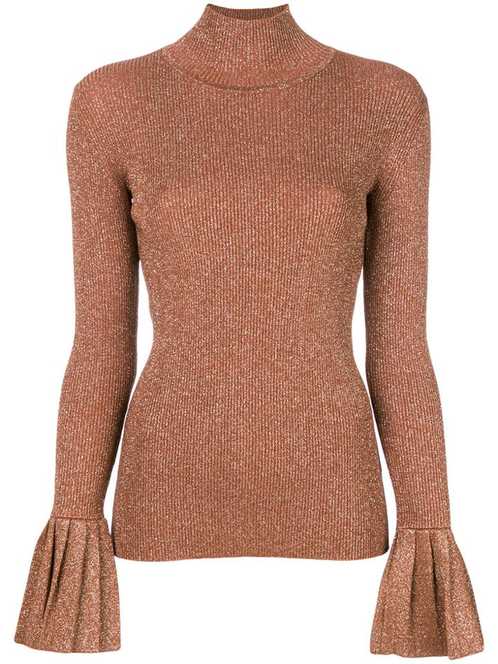 Carven Flared-cuffs Knitted Top - Nude & Neutrals