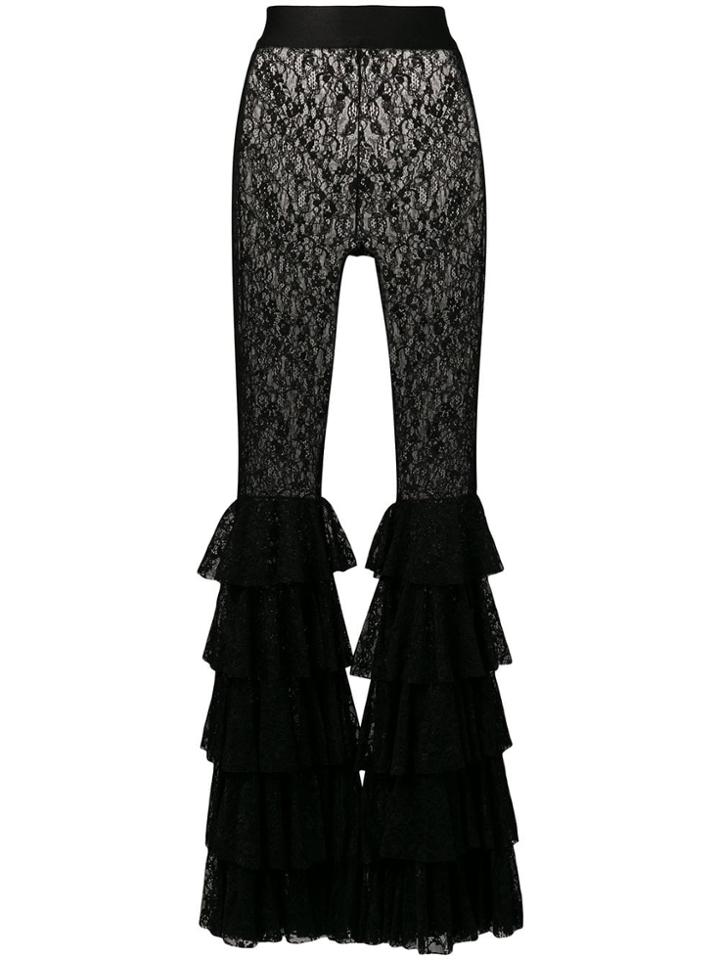 Faith Connexion Frilled Lace Trousers - Black