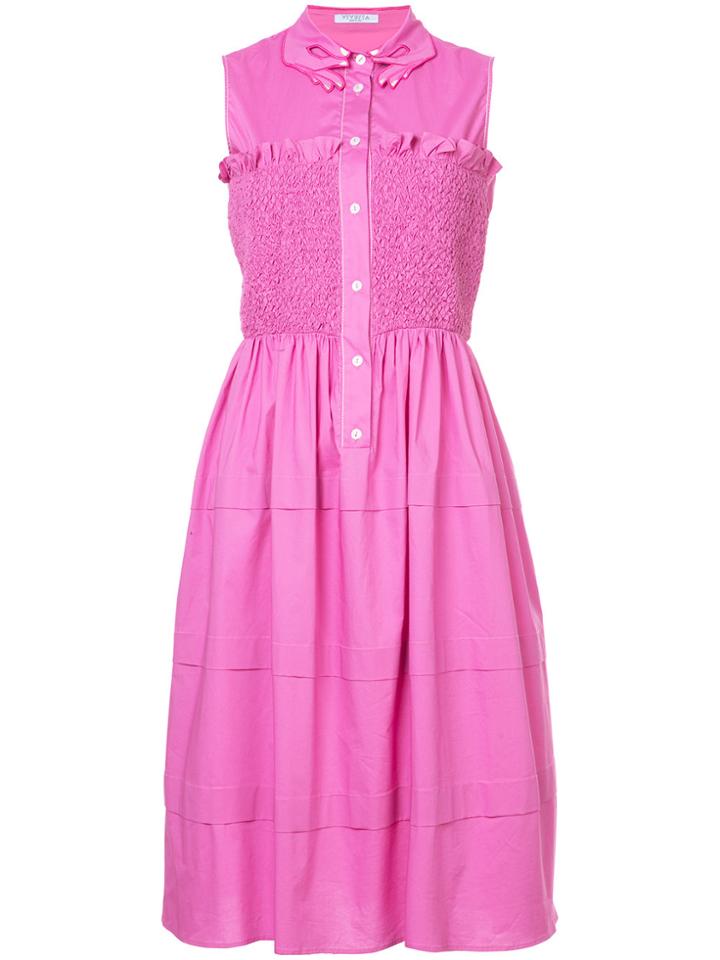 Vivetta Hand Collar Shirt Dress - Pink & Purple