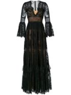 Zuhair Murad V-neck Lace Gown, Women's, Size: 40, Black, Silk/polyamide