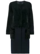 Yves Salomon Mink Fur Detachable Bottom Coat - Blue