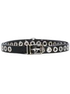Ermanno Scervino Grommet-embellished Skinny Belt - Black