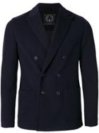 T Jacket Peaked Lapels Double-breasted Coat - Blue
