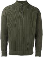 Jil Sander Zipped Ribbed Sweater, Men's, Size: 46, Green, Polyamide