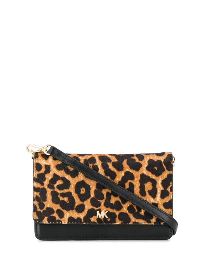 Michael Michael Kors Leopard Print Convertible Crossbody Bag - Black