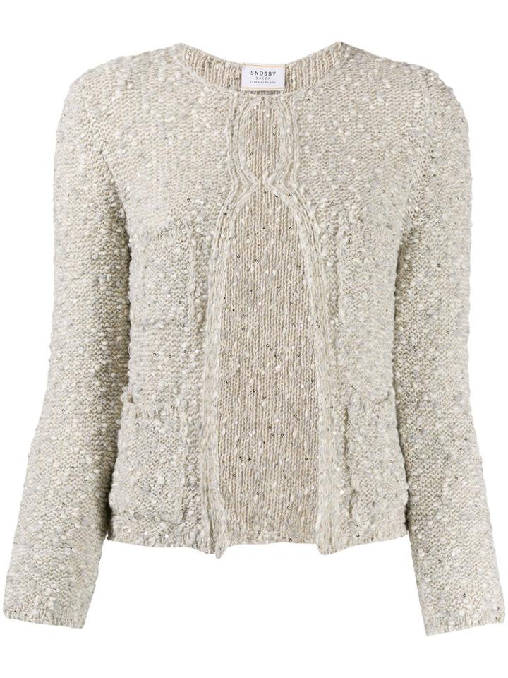 Snobby Sheep Textured Front-slip Cardigan - Neutrals