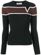 Valentino Ribbed Panelled Sweater - Black