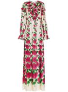 Gucci Silk Rose Garden Print Gown - Neutrals
