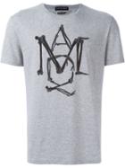 Alexander Mcqueen Amq Bone T-shirt, Men's, Size: Xl, Grey, Cotton