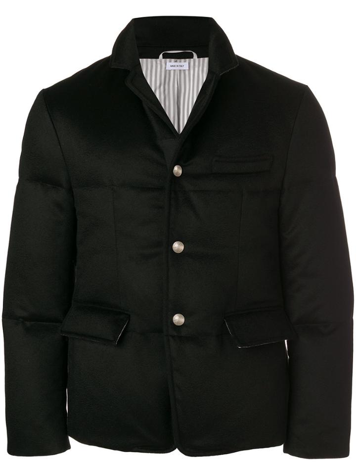Thom Browne Tonal Grosgrain Down-filled Cashmere Sport Coat - Black