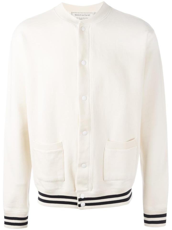 Maison Kitsuné 'teddy' Bomber Jacket, Men's, Size: Small, White, Cotton