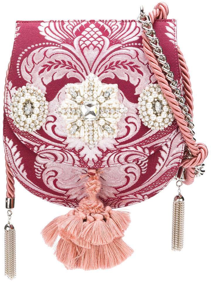 Christian Pellizzari Jewel Tassel Jacquard Flap Bag - Pink & Purple