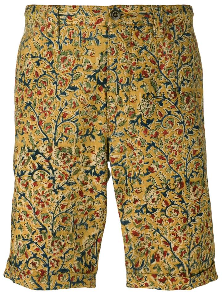 Incotex - Floral Print Chino Shorts - Men - Cotton - 31, Yellow/orange, Cotton