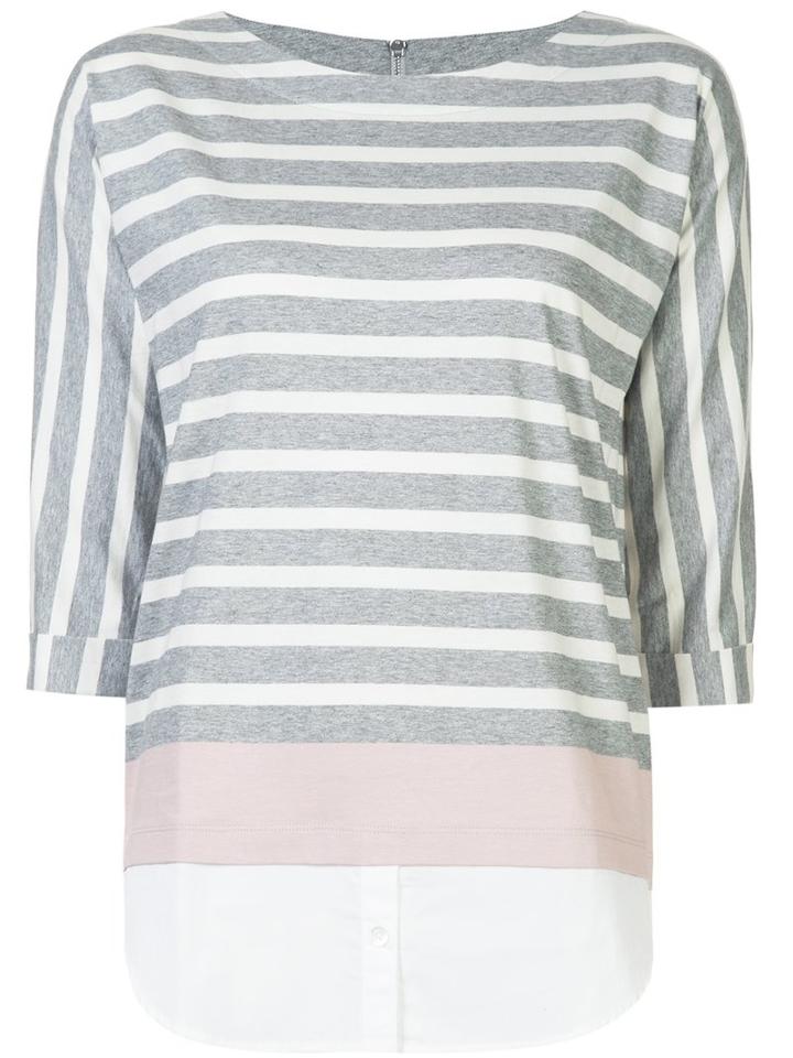 Bogner Striped Blouse, Women's, Size: 44, Grey, Cotton