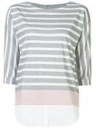 Bogner Striped Blouse, Women's, Size: 44, Grey, Cotton