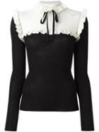 Philosophy Di Lorenzo Serafini Ruffled Panel Knit Blouse, Women's, Size: 40, Black, Virgin Wool