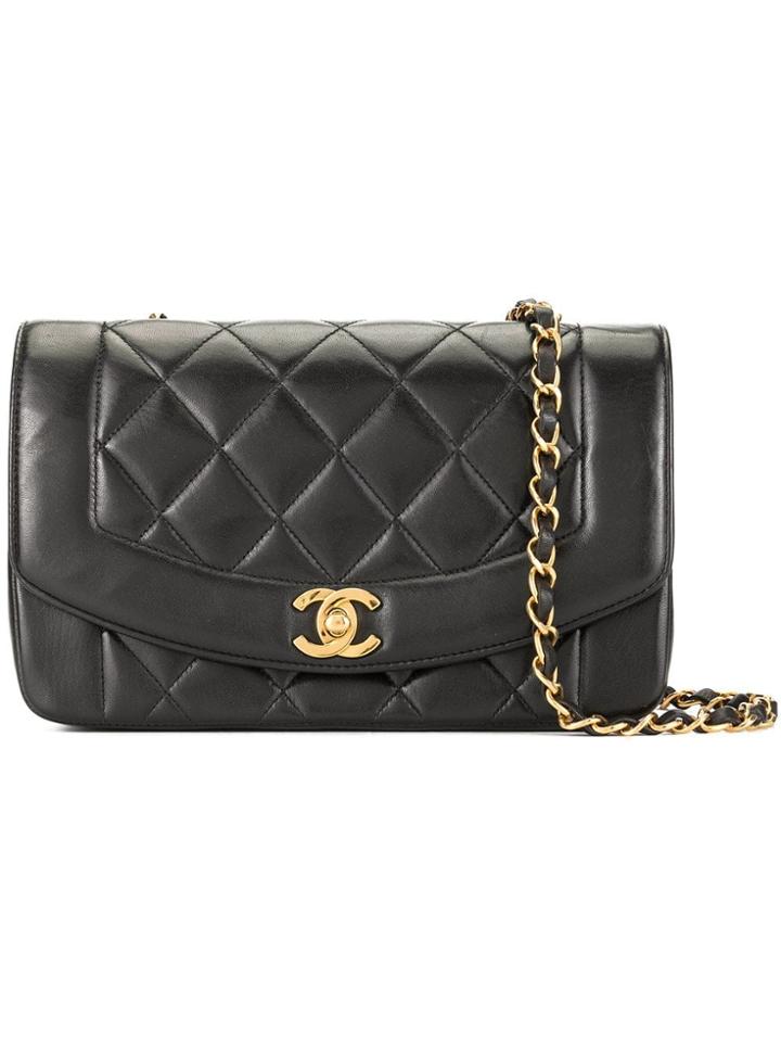 Chanel Vintage Diana Quilted Chain Shoulder Bag - Black
