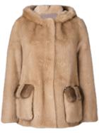 Blancha - Open Front Coat - Women - Cotton/mink Fur/viscose/merino - 42, Nude/neutrals, Cotton/mink Fur/viscose/merino