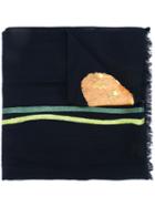 Paul Smith Embroidered Flower Scarf, Women's, Blue, Wool