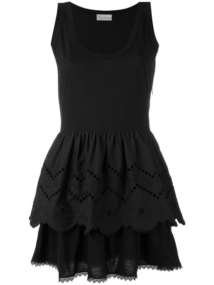 Red Valentino - Mini Peplum Dress - Women - Cotton - M, Black, Cotton