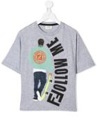 Fendi Kids Teen Logo Graphic Print T-shirt - Grey
