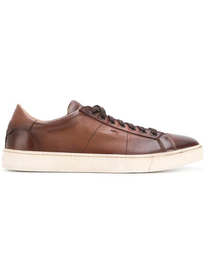 Santoni Vintage Effect Sneakers - Brown