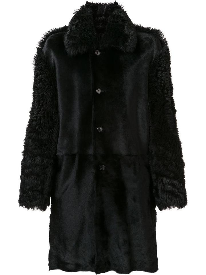 Ann Demeulemeester 'nebula' Coat, Men's, Size: Large, Black, Lamb Skin/lamb Fur