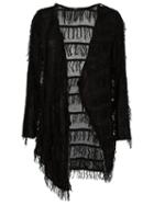 Uma Raquel Davidowicz Fringed Cardigan, Women's, Size: P, Black, Viscose